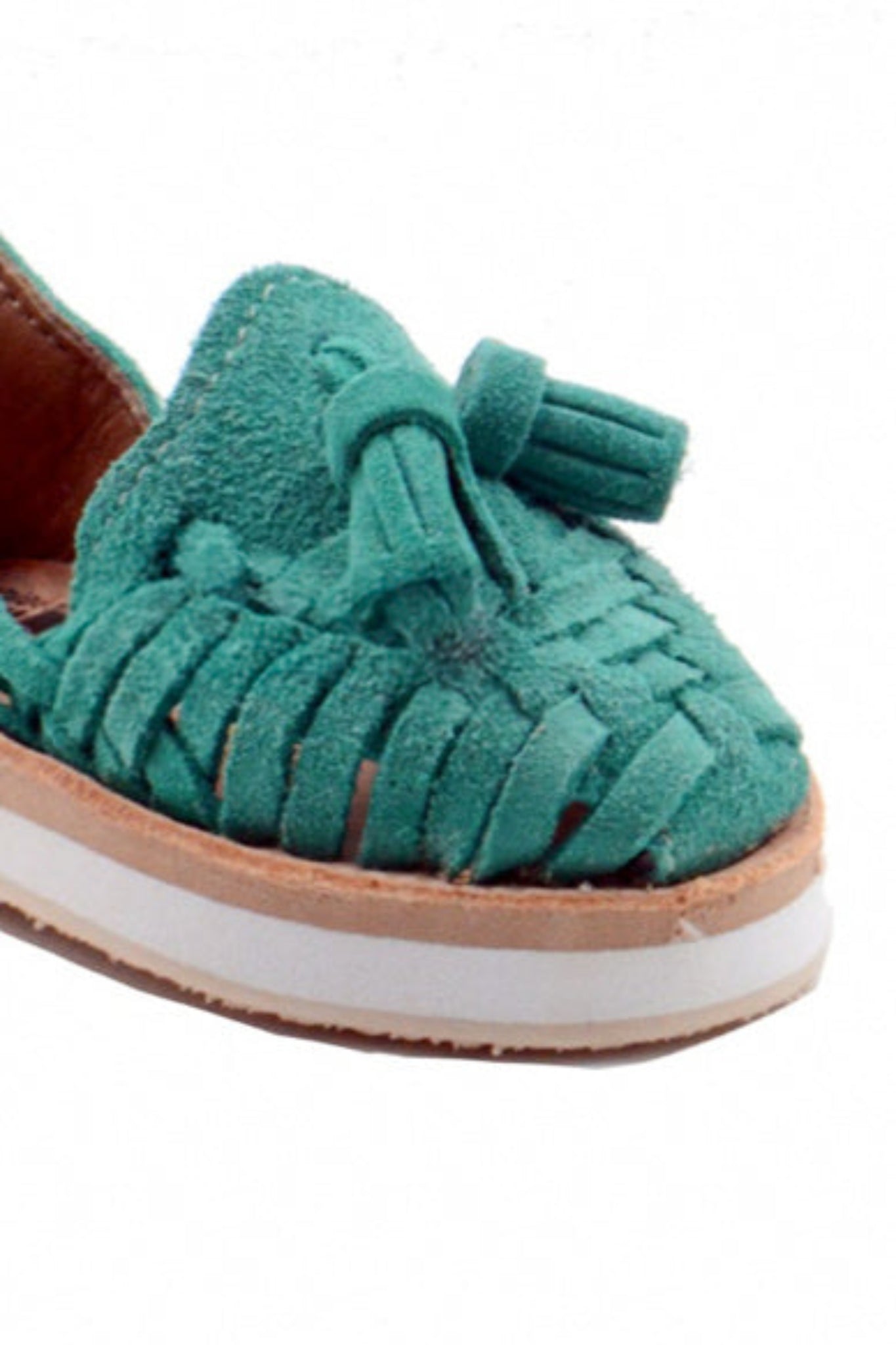 Kid's Suede Teal Platform Huarache Sandals with Tassels