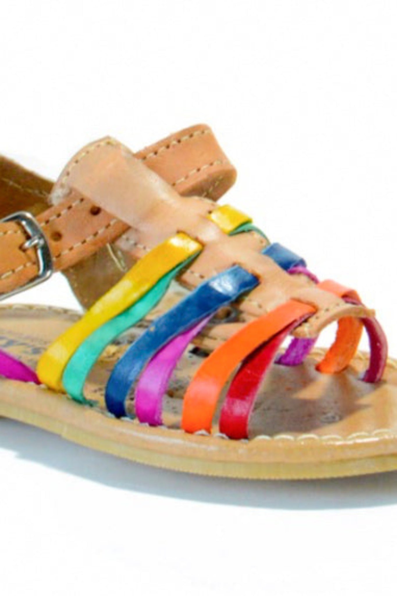 Kid's Multicolor Leather Huarache Sandals with Buckle