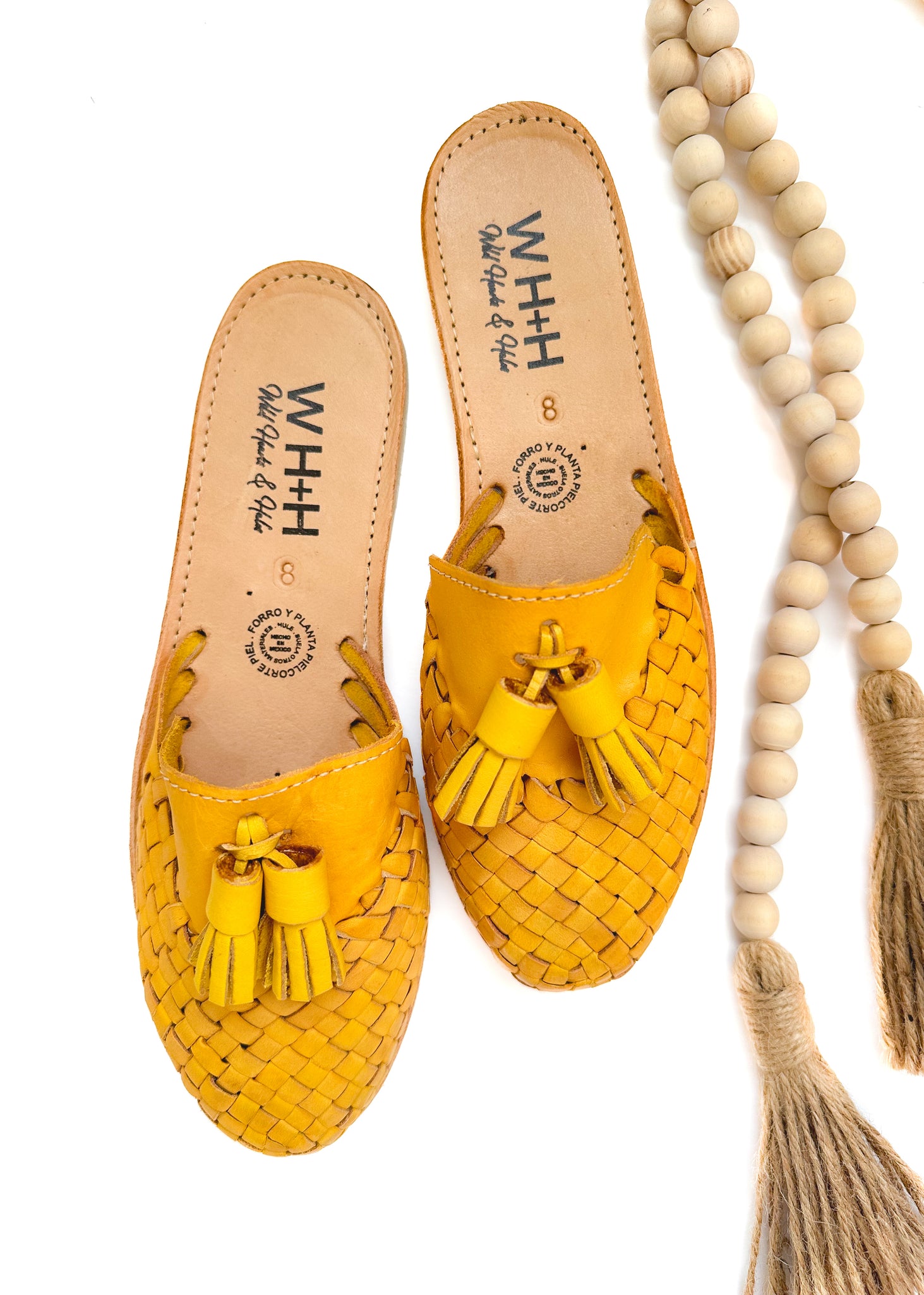 Women's Mustard Tassel Slide Huarache Sandals my