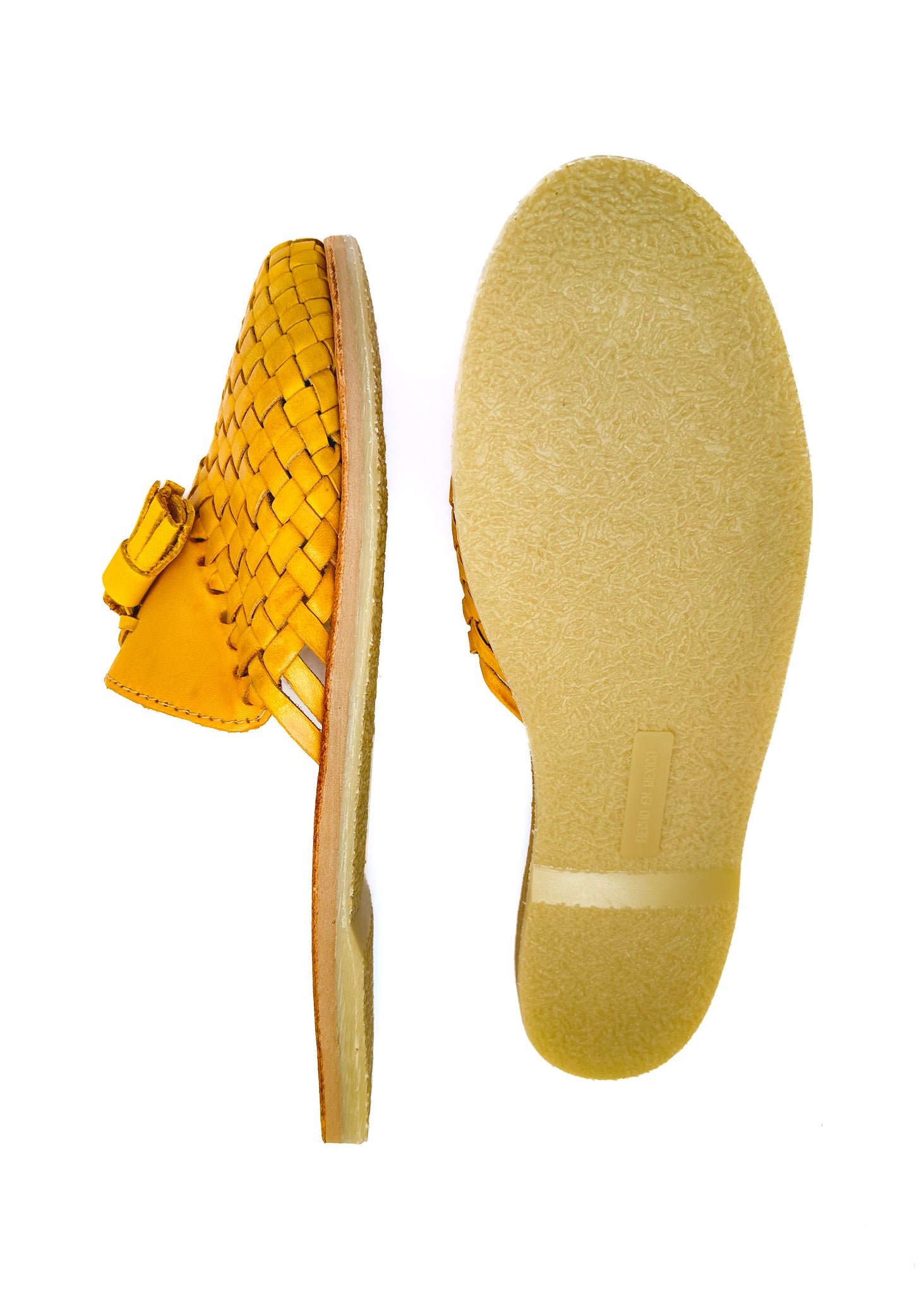 Women's Mustard Tassel Slide Huarache Sandals my