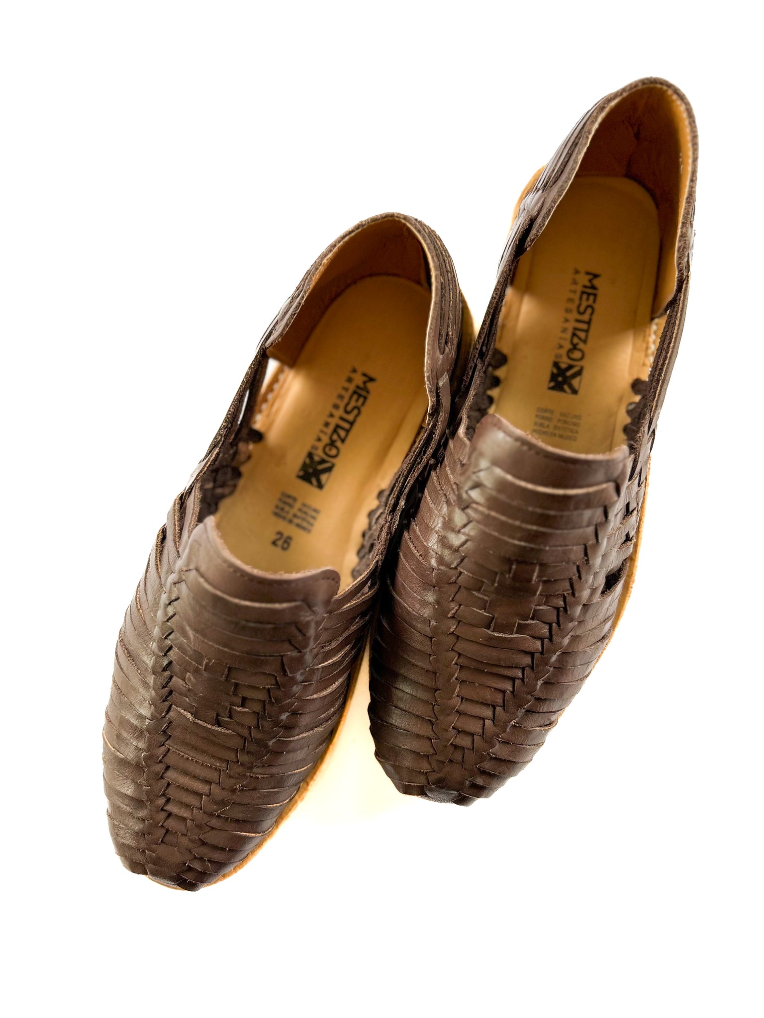 brown cafe woven Mexican huarache sandals handmade by artisans in Mexico with the finest leather
