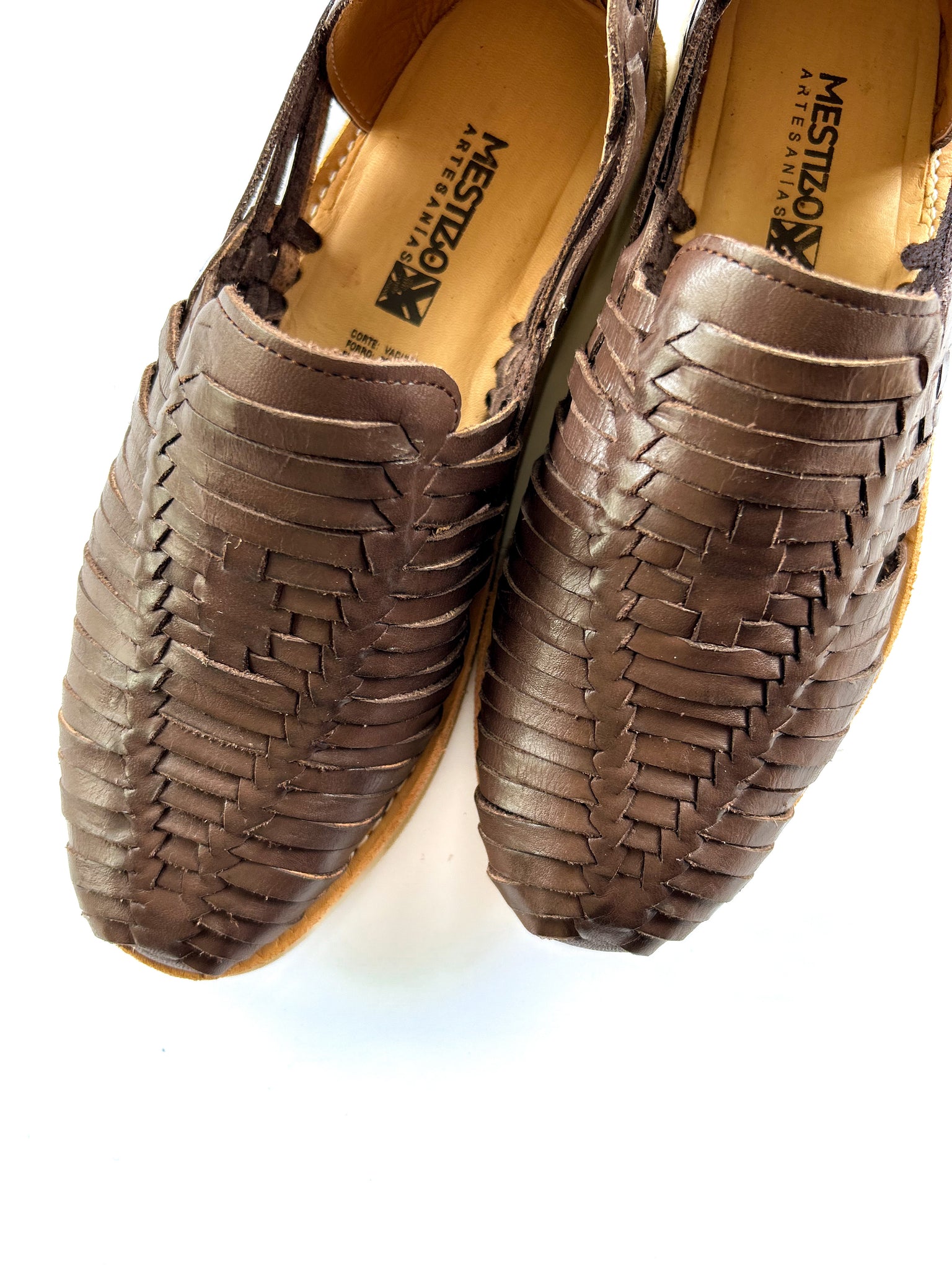 brown cafe woven Mexican huarache sandals handmade by artisans in Mexico with the finest leather