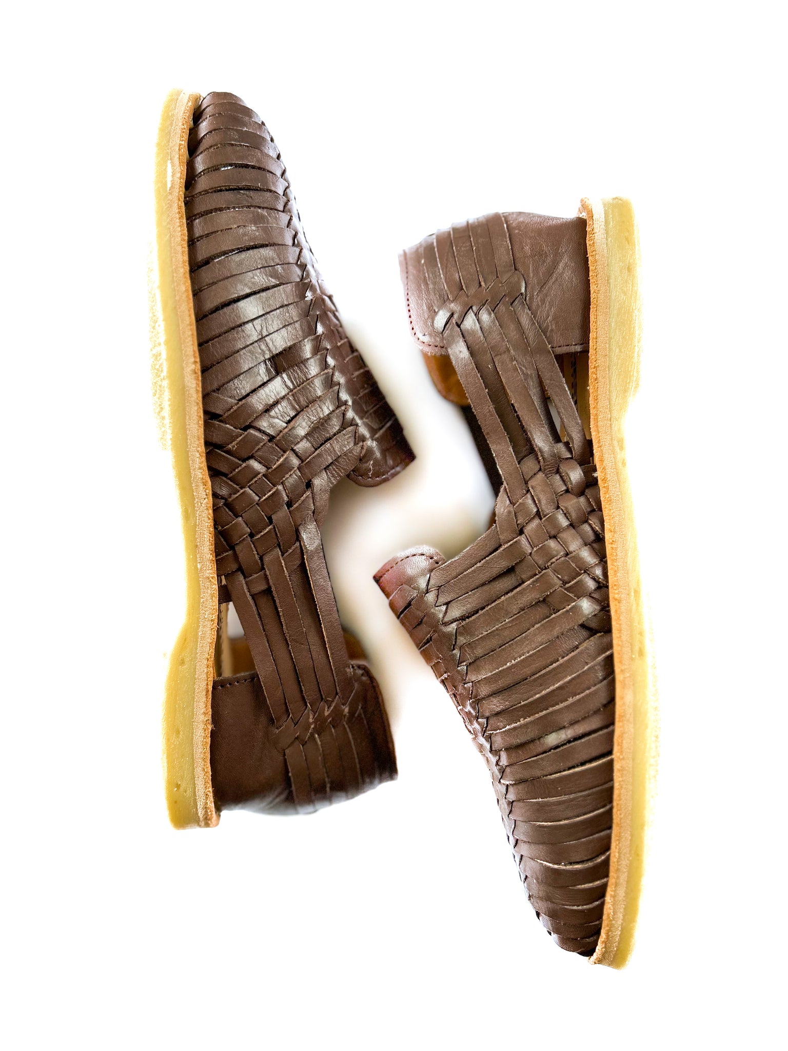 brown cafe woven Mexican huarache sandals handmade by artisans in Mexico with the finest leather