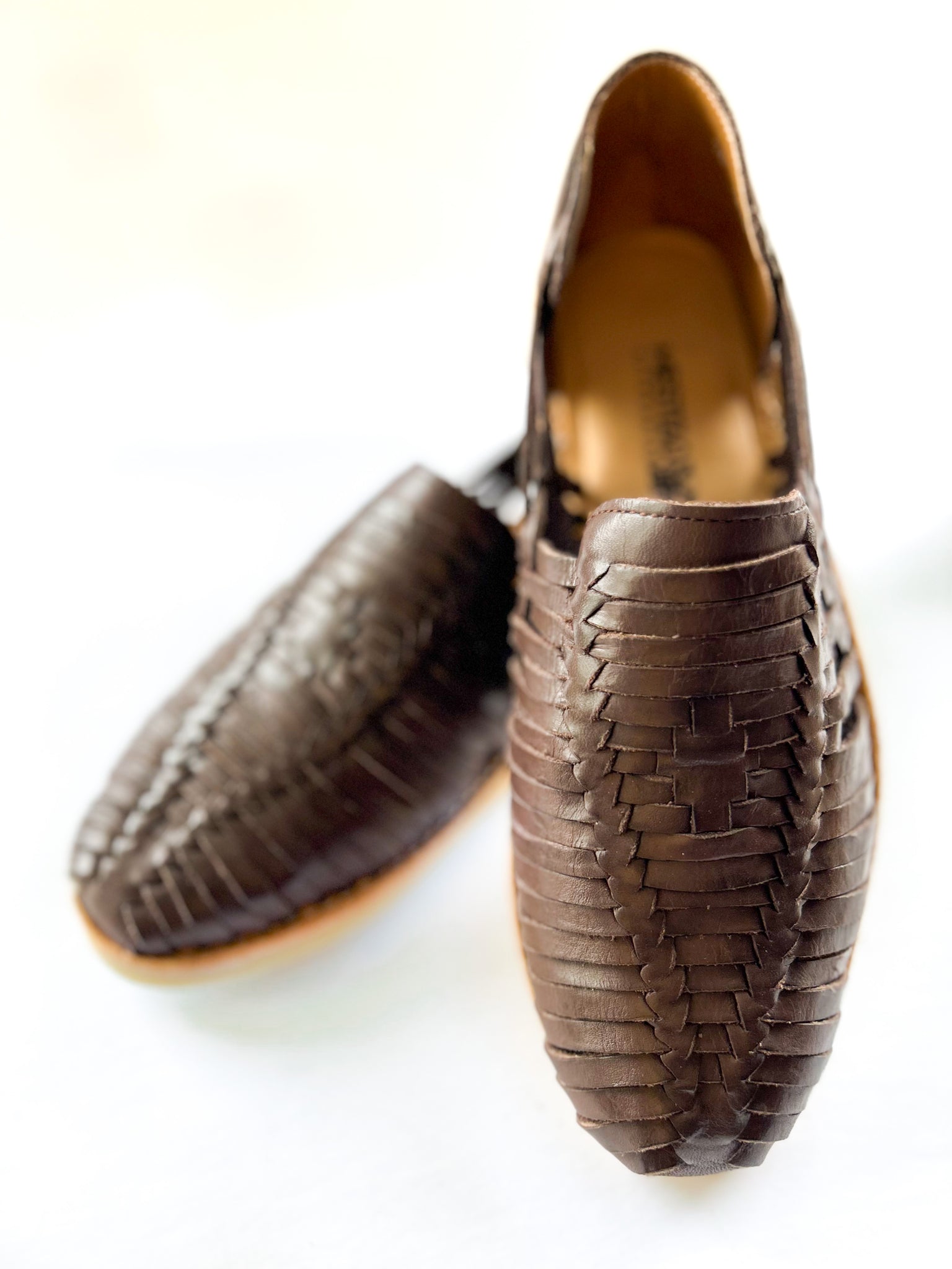 brown cafe woven Mexican huarache sandals handmade by artisans in Mexico with the finest leather