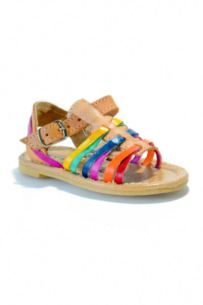 Kid's Multicolor Leather Huarache Sandals with Buckle