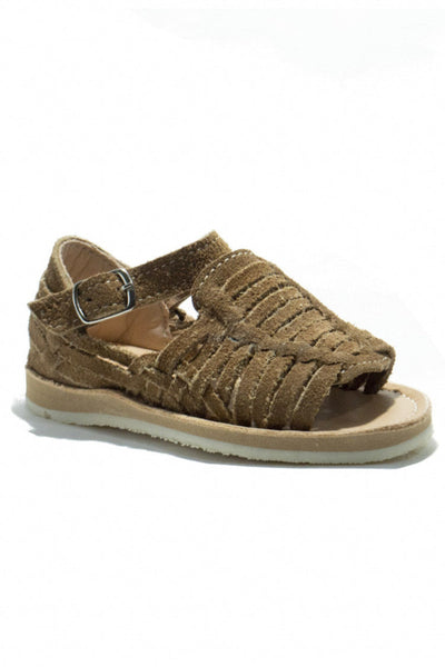 Kid's Brown Suede Huarache Sandals with Buckle