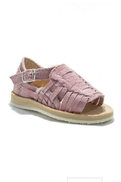 Kid's Pink Suede Huarache Sandals with Buckle
